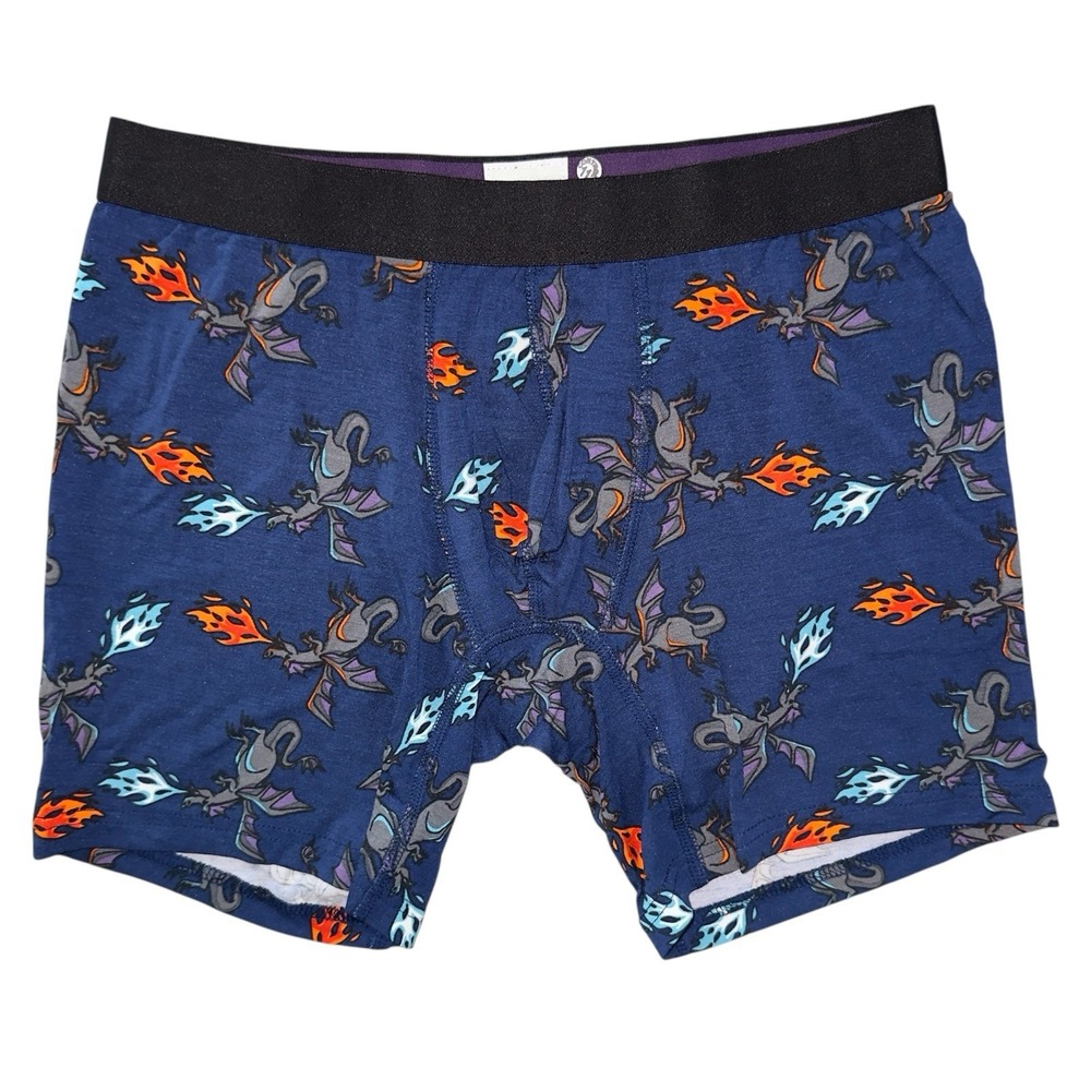 MeUndies Mens Medium Blue‎ Fire Dragon Modal Boxer Briefs NWOT